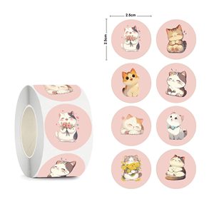 Autocollants chatons très populaires, 500 autocollants par rouleau, autocollants décoratifs mignons de dessins animés pour carnets et albums. - Product Image 2