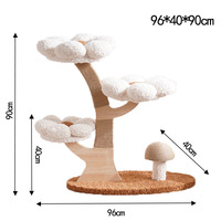 Arbre à chat de luxe écologique en sisal et en bois avec design floral, personnalisable, utilisation en intérieur, toutes saisons, meubles de maison