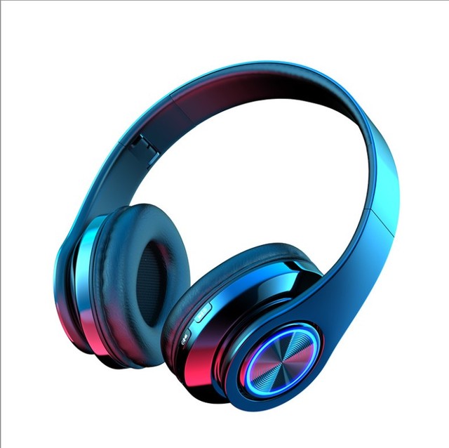 COOL LED Colorful Glowing Wireless Earphones Headphones Computer Headset Support TF Card / Talking