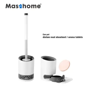 Современная Гигиеничная силиконовая щетка для унитаза Masthome с держателем, настенное крепление для ванной комнаты, коммерческая силиконовая щетка для унитаза