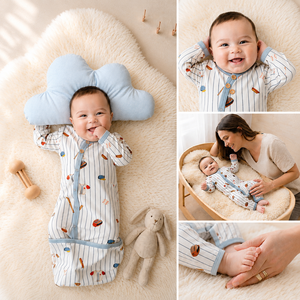 Combinaison pour bébé en coton biologique 100% avec logo personnalisé d'usine OEM, pyjama pour nouveau-né pour marques privées - Product Image 3
