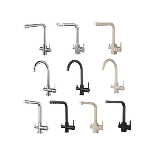 <span class=keywords><strong>Robinet</strong></span> de cuisine électrique thermostatique moderne 3-en-1 à double poignée en acier inoxydable avec <span class=keywords><strong>eau</strong></span> filtrée et mitigeur 3 voies - Product Image 1