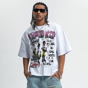 T-shirt court en coton de luxe, coupe ample, imprimé numérique personnalisé, lourd, respirant, uni, fabriqué par le fabricant - Product Image 1