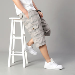 Customized logo <b>Men's</b> casual shorts cotton breathable multi-pocket fashion <b>cropped</b> <b>pants</b> summer cotton sweat-absorbent tooling - Product Image 2