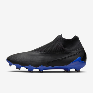 Slip on High Ankle Soccer Cleats Black Upper Blue Stud Firm Ground Unisex All Seasons Football <b>Boots</b> - Product Image 4