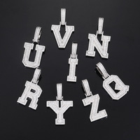 Pendentif lettre A-Z étincelant glacé pour rappeur Hip Hop VVS D Moissanite 925 pendentif en argent bijoux pour cadeau fiançailles de mariage