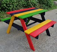Ensemble de table de pique-nique en bois pour enfant mignon coloré extérieur cour jardin fête jeu de rôle heure du thé assemblé