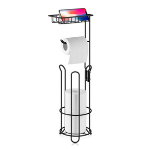 Portarotolo per <span class=keywords><strong>Carta</strong></span> <span class=keywords><strong>Igienica</strong></span> in Metallo Autoportante con Mensola, Produzione OEM ODM, Organizzatore per Bagno - Product Image 4
