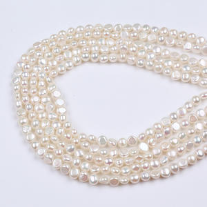 Perle d'eau douce naturelle blanche baroque double face 7-8 mm avec trou latéral pour collier et bracelet DIY – Vente en gros - Product Image 3