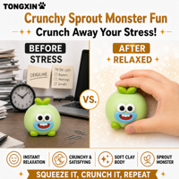 Jouet à presser TONGXIN Sprout Crunchy Clay Sprout Monster, Jouets Fidget Squishy, Balles anti-stress Squishy, Vente en gros, Cadeau