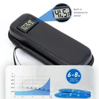 Kotak Pendingin Insulin Cellthermo dengan Layar Temperatur, Bahan EVA, Penutup Ritsleting, 35x20x25cm, Portabel, Termasuk Ice Pack