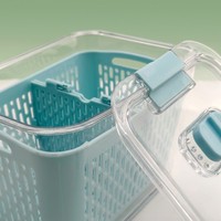 Stapelbare afwaterende voedselbewaarbak geventileerde plastic koelkastorganizer fruit- en groentemand OEM