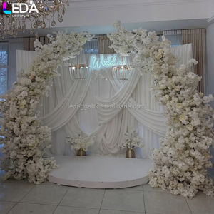 Décor de fond intérieur LEDA, rideau en soie de lait blanc carré simple de haute qualité pour mariage - Product Image 4