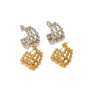 Pendientes de aro con cuentas en forma de C, joyería de fiesta para mujer de acero inoxidable y oro de 18 quilates TE6379 - Product Image 5