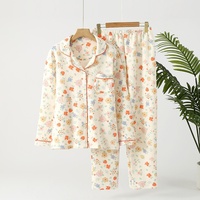 Nouvel ensemble de pyjama 2 pièces en gaze de polyester thermique pour femme, longueur intégrale, taille XL, 251-300g/m, collection Sweet Home