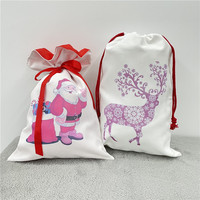 Sacs de Père Noël de Sublimation de Toile de Polyester de Stockage de Cadeaux Surdimensionnés de Noël avec Cordon de Serrage Rouge pour Impression par Sublimation