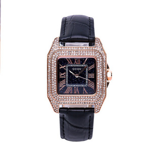 Nouveau GUOU 8215 dames montres <span class=keywords><strong>montre</strong></span> <span class=keywords><strong>en</strong></span> <span class=keywords><strong>or</strong></span> Rose cristal cuir horloge femmes diamant montres - Product Image 1