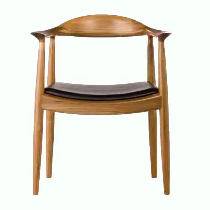 Cojín de cuero con marco de madera de Fresno, silla de comedor con brazo para muebles de diseño Kennedy