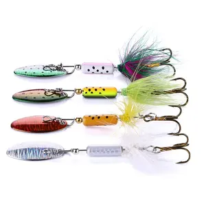 Balıkçılık toptan solucanlar 3.5G Spinner Lure Bait kaşık Lures pike Metal balıkçılık Lure bas sert yem ile kancalar