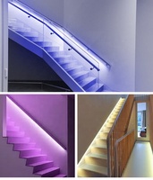Kit d'éclairage d'escalier intelligent à détecteur de mouvement RGB, bande LED 12-24V avec contrôleur pour éclairage intérieur des marches et décoration murale