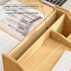 Rak Buku Desktop, Lemari Buku Penyusun Desktop Kayu dengan Laci Bisa Disesuaikan