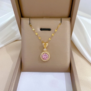 <span class=keywords><strong>Amor</strong></span> collar redondo pendientes conjunto luz lujo micro incrustaciones personalidad temperamento banquete pendiente y collar joyería - Product Image 3