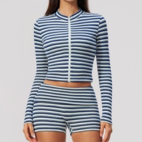 Nouvel arrivage YNSEA – Ensemble 2 pièces rayé pour femme, idéal yoga et fitness, haute élasticité, respirant, tenue de sport et de détente