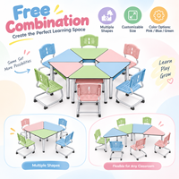 Ensemble table et chaises pour enfants d'âge préscolaire, bords arrondis, sûr et écologique, pour salle d'activités de maternelle et de préscolaire