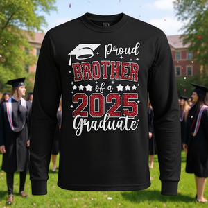 T-shirt a maniche lunghe da uomo/donna girocollo, regalo di laurea per il fratello dell'ultimo laureato del 2025 - Product Image 3