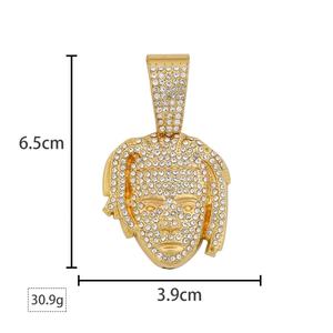 Collar de Moda Chapado en Oro de 18K para Hombre y Mujer, Estilo Hip Hop, con Colgante de Figura de Rapero y Diamantes - Product Image 4