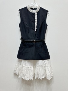 Nuevas llegadas de Bettergirl para Ramadán 2026: <span class=keywords><strong>Vestido</strong></span> casual sin mangas en gris con patchwork <span class=keywords><strong>blanco</strong></span>. - Product Image 5