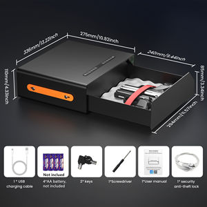 خزنة ذكية صغيرة للمنزل والفنادق مع فتح سريع ببصمة الإصبع وكلمة المرور والمفتاح وتطبيق الهاتف، خزنة آمنة للأسلحة مع كابل أمان - Product Image 6