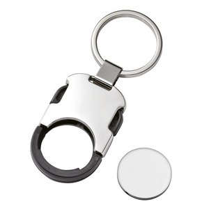 Portachiavi con moneta per carrello, in metallo, con coperchio magnetico per chiavi e monete - Product Image 1