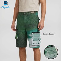 Shorts cargo personnalisés pour hommes, style vintage, jacquard, multi-poches, dégradé, streetwear, vente en gros