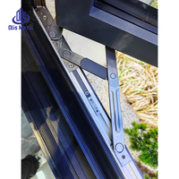 Ventana Francesa Grande de Bajo Consumo con Protección Contra Huracanes, Malla de Aluminio, Vidrio Templado Doble, Ventanas Abatibles para Casas