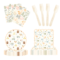 Ensemble de vaisselle jetable pour fête d'enfants sur le thème de la ferme DAMAI, nouveau design, assiettes, gobelets, serviettes en papier, avec animaux et voitures