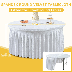 Luxury Velvet Table Cloth <b>Round</b> Ivory 120 / 132 Inch <b>Round</b> <b>Tablecloth</b> Soft Crushed Velvet <b>Tablecloths</b> - Product Image 2