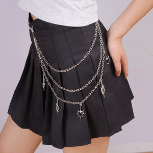 Chaîne de taille Yueli multicouche avec pendentif cœur épineux en alliage de zinc, chaîne de corps tendance hip-hop pour usage quotidien avec multiples passants de ceinture - Product Image 1