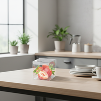 Boîtes d'emballage en plastique jetables transparentes PET/PVC/PP avec logo personnalisé en relief, design cube transparent pour les friandises et les gâteaux