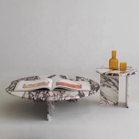 Table basse en marbre blanc violet, Design de meubles uniques et modernes, décoration française