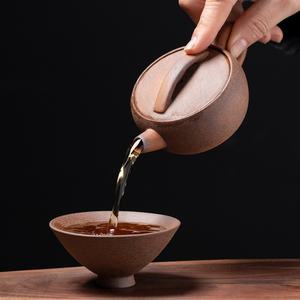 Théière en céramique vintage, en grès, en terre cuite ancienne, en grès Han, théière à main, théière Kung Fu, trompette à thé, théière simple - Product Image 4