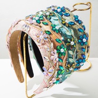 Serre-tête de luxe baroque en éponge ornée de perles et de cristaux, accessoire de mode élégant et brillant