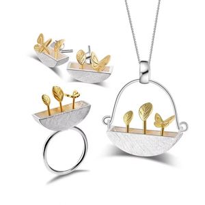 Lotus Fun, venta al por mayor, My Little Garden, Plata <span class=keywords><strong>de</strong></span> Ley 925 pura, colgante chapado en oro <span class=keywords><strong>de</strong></span> 18K, joyería fina para collar <span class=keywords><strong>de</strong></span> mujer - Product Image 6