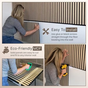 Panneaux muraux acoustiques en bois de noyer américain de luxe, style moderne, couleur fumée foncée, Akupanel 2400*600mm, grandes dimensions, panneaux muraux acoustiques à rayures - Product Image 4