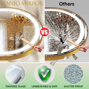 CF, marco de aluminio dorado ovalado, espejos Led montados en la pared, <span class=keywords><strong>espejo</strong></span> completo, <span class=keywords><strong>baño</strong></span> de Hotel, <span class=keywords><strong>baño</strong></span>, <span class=keywords><strong>espejo</strong></span> Led de longitud completa con luz - Product Image 6