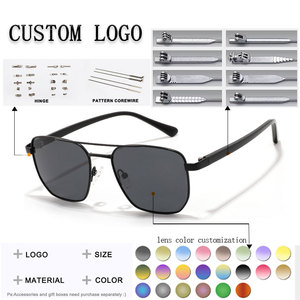 Gafas de Sol Unisex con Marco Metálico Rectangular, Lentes Grises Degradados, 100% Protección UV, para Uso en Exteriores para Adultos - Product Image 2