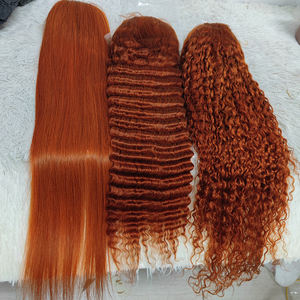 Letsfly 10A 350 #   Perruques longues à dentelle frontale 13x4, couleur gingembre, densité 200%, vague profonde droite, 18-30 pouces, cheveux 100% humains, vente en gros - Product Image 2