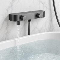 Ensemble de robinetterie de douche thermostatique en cuivre brossé avec cartouche céramique, jet de pluie doux, montage mural apparent pour hôtels et villas