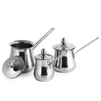 Moderner Türkischer Kaffeekocher aus Edelstahl mit Langem Griff und Deckel für Herd, Geeignet für Kaffee, Milch, Tee, Heiße Schokolade, Köstliches Tägliches Getränk