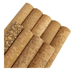 wholesale real nature cork sheet wood fabric PU leather for handbag notebook phone case fabric material